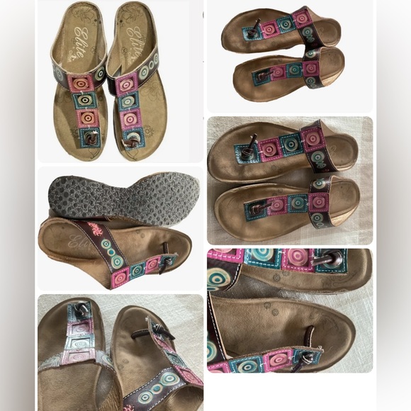 Low Wedge Elite Sandles leather 9 - Picture 3 of 4